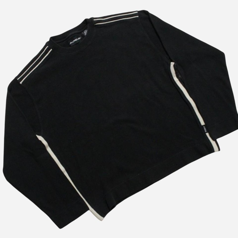 Womens Y2K Skater Grunge Cotton Black Stripe Aureus Pullover Sweater